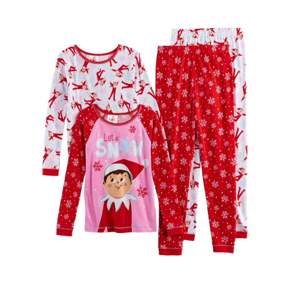The Elf on the Shelf Girls 4 Piece Cotton Elf On The Shelf Pajamas