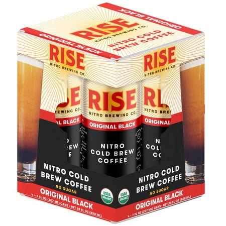 4-Pack RISE Brewing Co. Original Black Nitro Cold Brew Coffee, Dairy-Free, 7 fl oz Can
