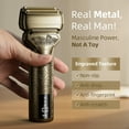 thumbnail image 3 of Nogroa Men's Electric Razor with Trimmer – IPX7 Waterproof Foil Shaver for Wet & Dry Use, Dual-Blade Beard Trimmer with LED Display/Non-Slip Metal Handle/Travel Lock/Fast Charging, Bronze, 3 of 9
