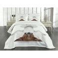 thumbnail image 3 of Ambesonne Funny Quilted Bedspread Set 3 Pcs, Dog Upside down Relax, King Size, White Brown, 3 of 5