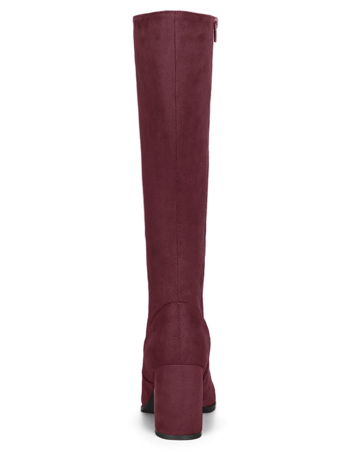 DARING DIVA Women's Stylish Side Zipper Chunky Heel Knee High Boots Burgundy 10