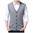 thumbnail image 2 of Men's Autumn Winter Buttoned V-Neck Wool Blend Sweater Vest Collarless Sleeveless Pullover, 2 of 6