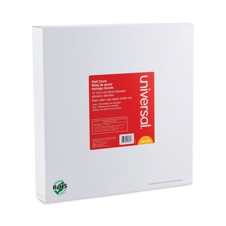 1PC Universal Round Wall Clock, 13.5\ Overall Diameter, Black Case, 1 AA (sold separately)