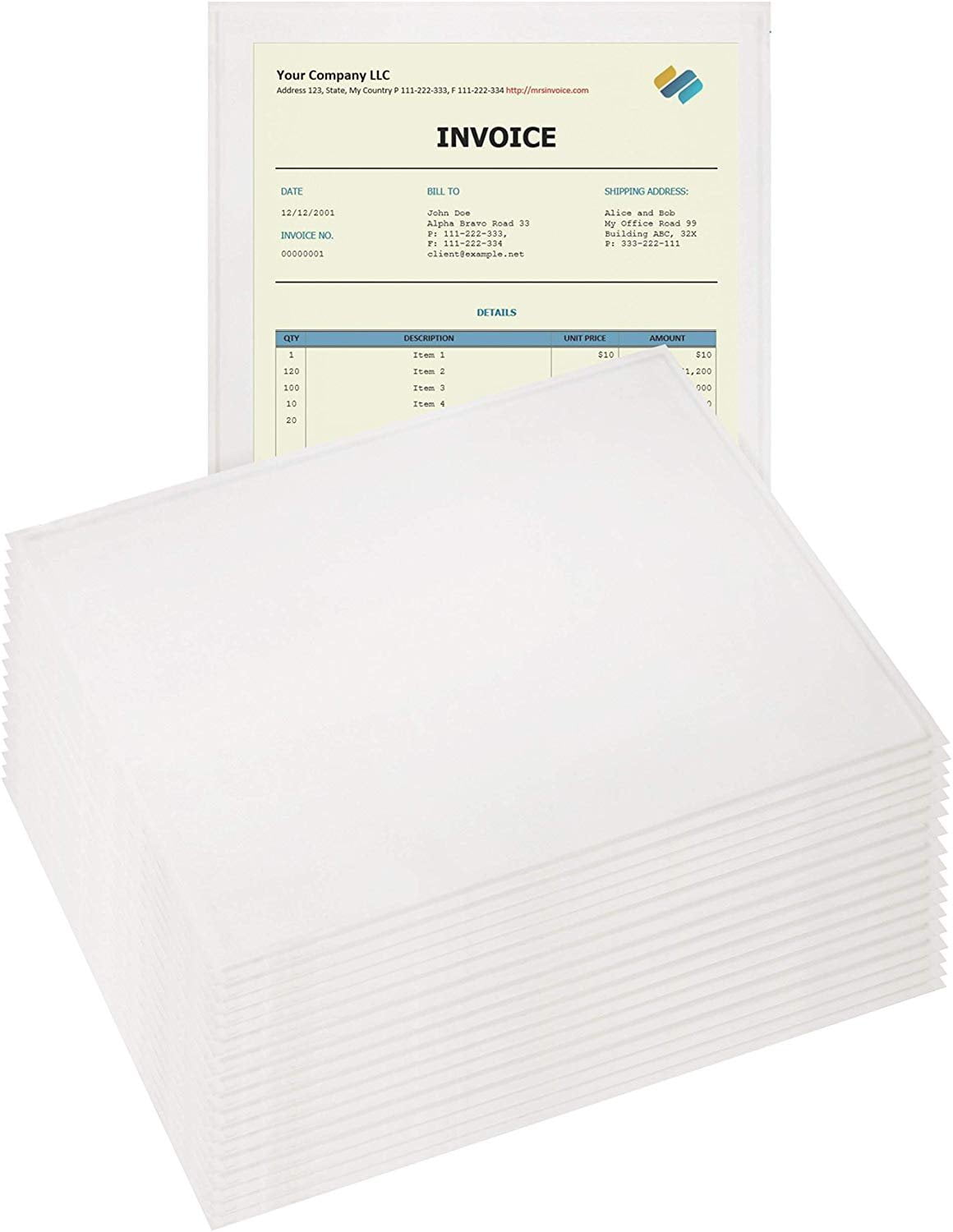 adhesive packing slip pouch