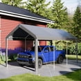 thumbnail image 2 of Lumiparty 10'x20' Heavy Duty Carport, Galvanized Steel Roof, All-Weather Metal Shelter with Windproof Ropes, Waterproof for Pickup, Boat, Garden & Tractors, Gray, 2 of 9