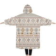 thumbnail image 2 of Oversized Wearable Blanket Hoodie,Brown Geometric Triangle Diamond Pattern Sherpa Blanket Hoodie with Super Pockets,Super Warm Fuzzy Pullover for Women & Men, 2 of 6