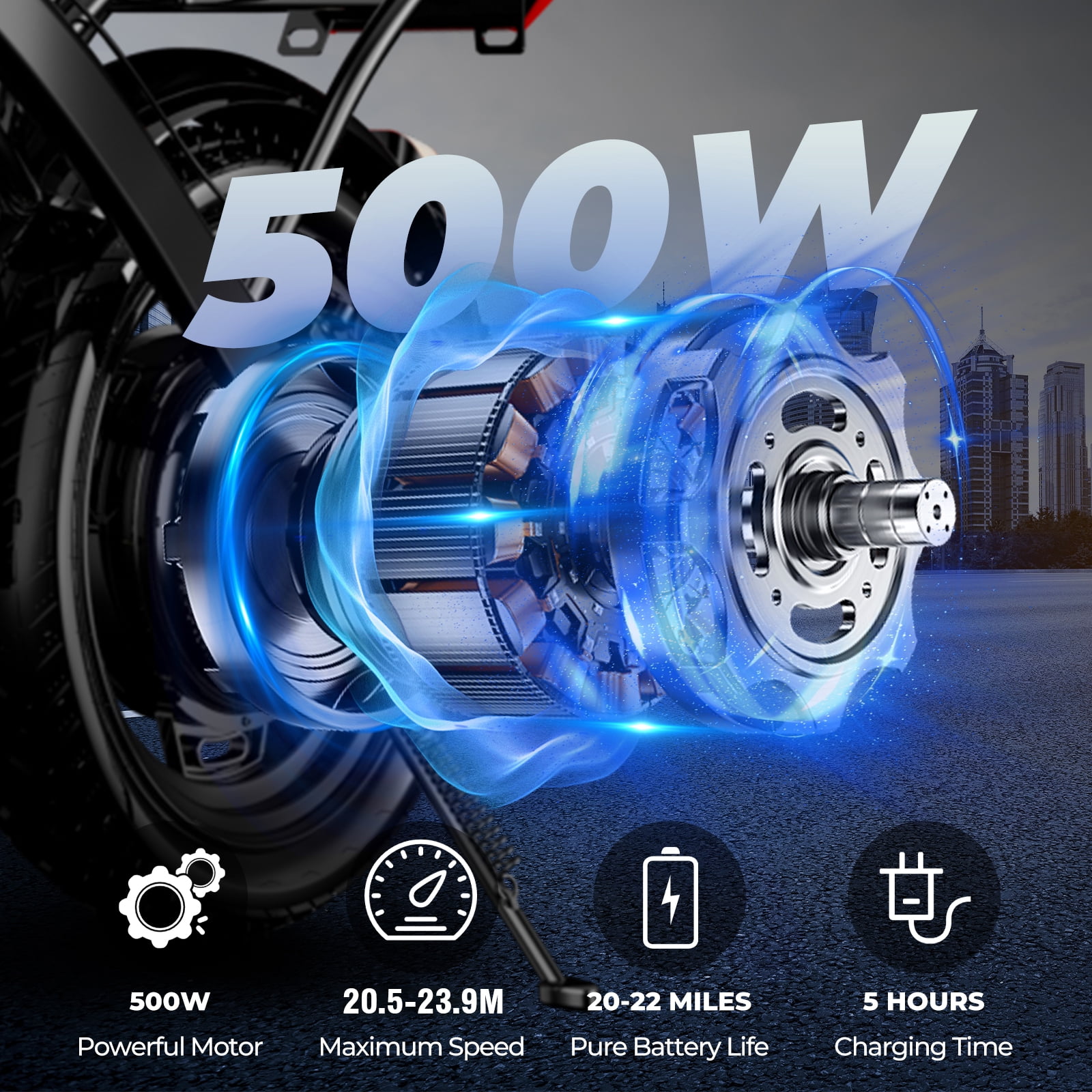 14 Inch Folding Electric Bikefor Adults And Teens, 500W Motor, 22.8 MPH Max Speed,21MPH Folding Electric Bike