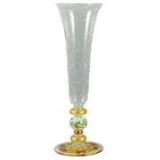 Set of 2 Mosaic Gold Garland Hand Painted Champagne Flute with Embossed Dots 10" by Crafted Creations