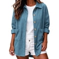 thumbnail image 3 of Tqcoqu Women Corduroy Shacket Button Down Loose Long Sleeve Casual Jacket, Button Down Front with Dual Pockets,Women's,Size S-XXXL, 3 of 9