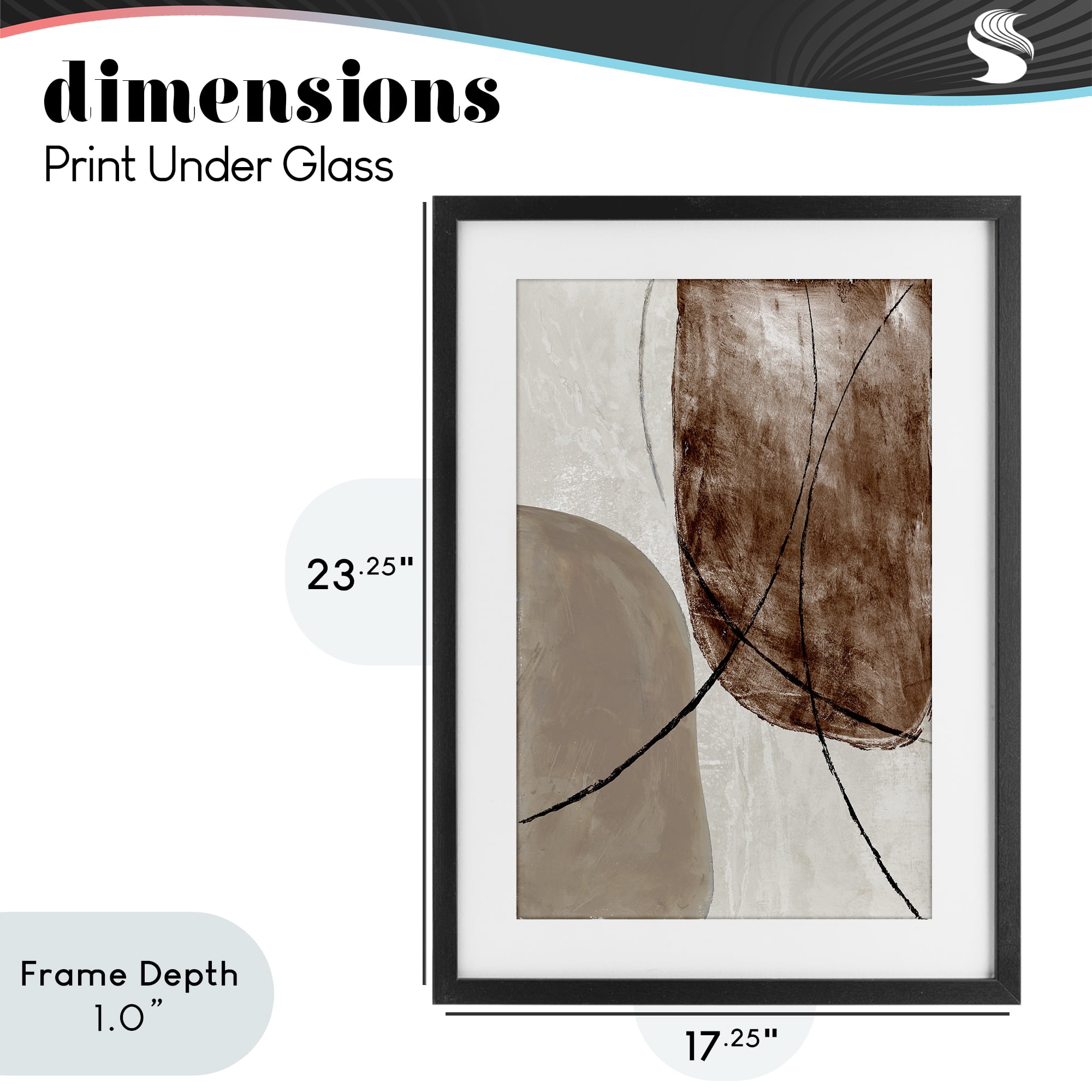 Stupell Industries Taupe & Brown Abstract Black Framed Print Under Glass, design by Merri Pattinian