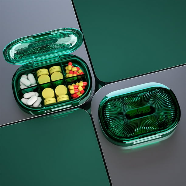Caja de almacenamiento portátil con 6 compartimentos | Organizador transparente con tapas de seguridad | Mini contenedor de plástico de 10 x 7 x 2,4 cm para vitaminas y artículos pequeños