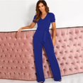 thumbnail image 2 of Women Fashion Playsuits Jumpsuit Denim Daily High Waisted Sleeveless Back Heart Pattern Turtle (X5-Blue, XXL), 2 of 5