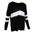 thumbnail image 1 of Suéter Cuello En V Capucha Ropa Mujer Casual Fino para proteger Relajante Moderna Negro l Hugo Suéter a rayas de mujer, 1 of 10