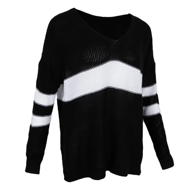 Suéter Cuello En V Capucha Ropa Mujer Casual Fino para proteger Relajante Moderna Negro l Hugo Suéter a rayas de mujer