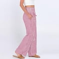 thumbnail image 3 of Women's Fashion Loose Pleated Elastic Waistband Pocket Striped Casual Pants for Modern and Relaxed Style,Pink,L, 3 of 6