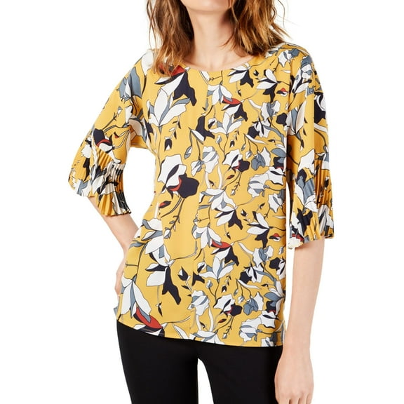 French Connection Womens Aventine Peasant Blouse, Yellow, X-Small