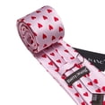 thumbnail image 4 of Barry.Wang Silk Ties for Men Designer Fun Pink Necktie Clip Pocket Square Cufflinks Wedding Party Festival Red Heart 5PC, 4 of 5