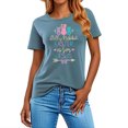 thumbnail image 3 of Mujeres Manga Corta de Verano Tops Pascua Impresa Cuello Redondo, Blusa de Moda Casual para la Primavera, 3 of 5