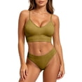 thumbnail image 6 of VBTAPA Womens Workout Sets Spaghetti Straps Sports Bra with High Waisted Panties 2 Piece Bikini Lingerie Set Gym Yoga Active Wear Matching Sets Yellow XL, 6 of 7