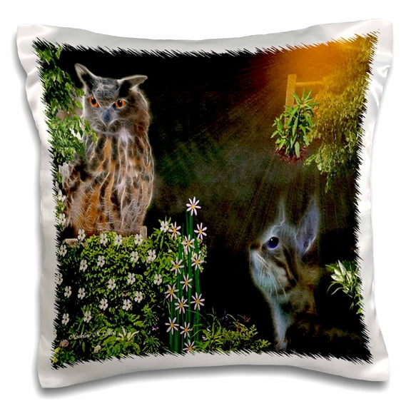 3dRose, The Owl And The Pussy Cat, 16x16 inch Pillow Case