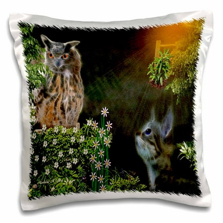 3dRose The Owl And The Pussy Cat - Pillow Case, 16 by (The Best Pussy Com)