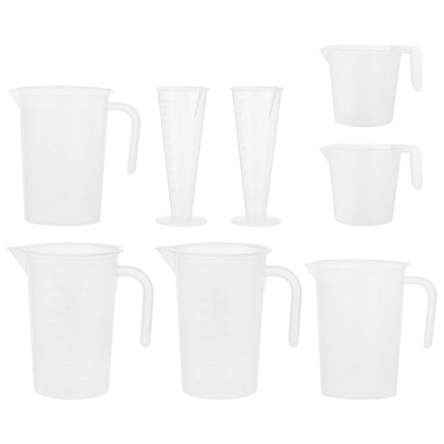 UPGRATOR 8Pcs Kitchen Measuring Cups Transparent Plastic with V Shape Pouring Spout