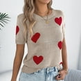 thumbnail image 6 of Aloohaidyvio Womens Summer Tops Women Short Sleeve Knitted Pullovers T Shirts Summer Loose Hearts Printed Casual Tops, 6 of 6