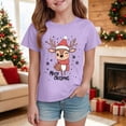 thumbnail image 2 of sdbrld Kids Xmas Shirts for Girls Merry Christmas Short Sleeve Funny T-Shirt Tops for Holiday Party Clothes Purple Sizes 5-6 Years, 2 of 4