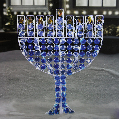 24" LED Lighted Menorah Hanukkah Yard Art Decoration Cool White