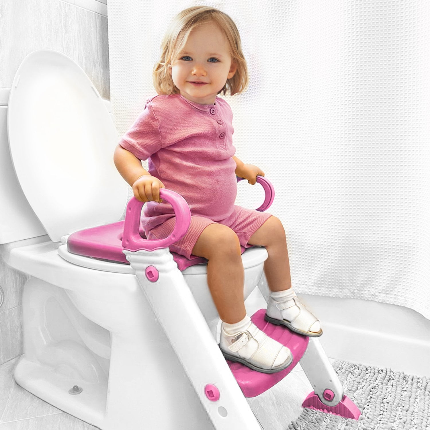 Potty Seat Toilet Seat with Step Stool for Kids Splash Guard and Anti-Slip Pad for Boys Girls Bbpark Toddler Potty Training Seat with Ladder 
