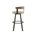 thumbnail image 3 of Amisco Lars 30 in. Swivel Bar Stool - Cream Bouclé Polyester / Light Brown Wood / Dark Brown Metal, 3 of 10