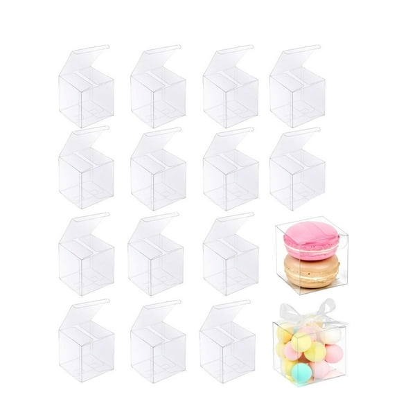 QZS 3.2x3.2x3.2In Clear Favor Boxes,20Pack Reusable Clear Cookie Boxes for Bridal Shower,Durable Minigifts Display Container for Party,Wedding