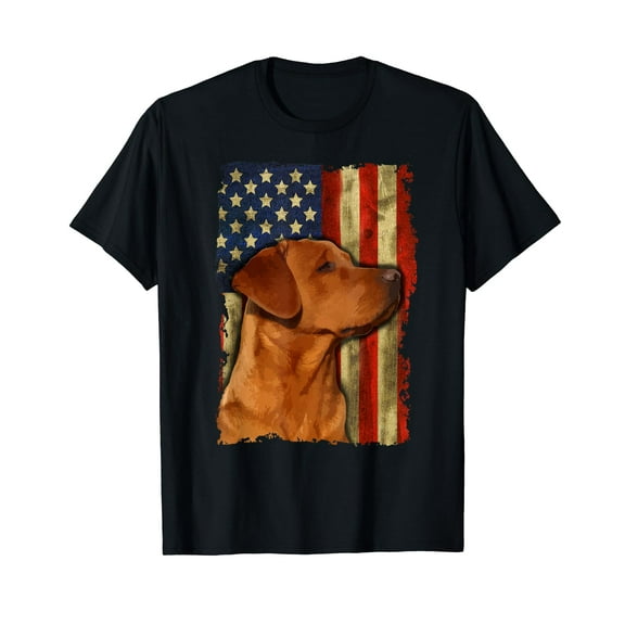 Foxred Labrador Retriever US Flag Fox Red Labrador Dog Lover Black T-Shirt