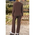 thumbnail image 4 of Women's 2 Piece Outfits Fuzzy Fleece Pajama Set Long Sleeve Top Wide Leg Pants Loungewear, 4 of 18