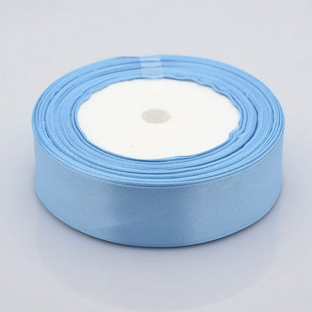 1roll 1 inch(25mm) Light Blue Satin Ribbon for Hairbow DIY Party Decoration 25yards/roll(22.86m/roll) Blue