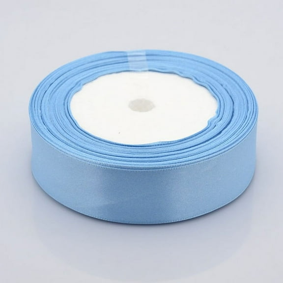 1roll 1 inch(25mm) Light Blue Satin Ribbon for Hairbow DIY Party Decoration 25yards/roll(22.86m/roll) Blue