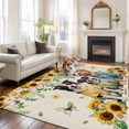 thumbnail image 2 of 5'x7' Area Rugs, Spring Dog Indoor Outdoor Area Rug for Living Room Bedroom, Sunflower Daisy Botanical Rustic Washable Bathroom Rugs Kitchen Floor Carpet Mats Home Decor Aesthetic, 2 of 8