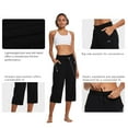 thumbnail image 3 of BALEAF Women's Capris Yoga Cotton Wide Leg Casual Summer Capri Sweatpants Loose Lounge Workout Crop Pants Pockets Black Size L, 3 of 6