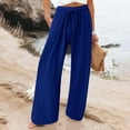 thumbnail image 5 of Women's cotton and linen leggings, high-waisted, casual, loose-fitting, straight-leg with pockets., 5 of 9