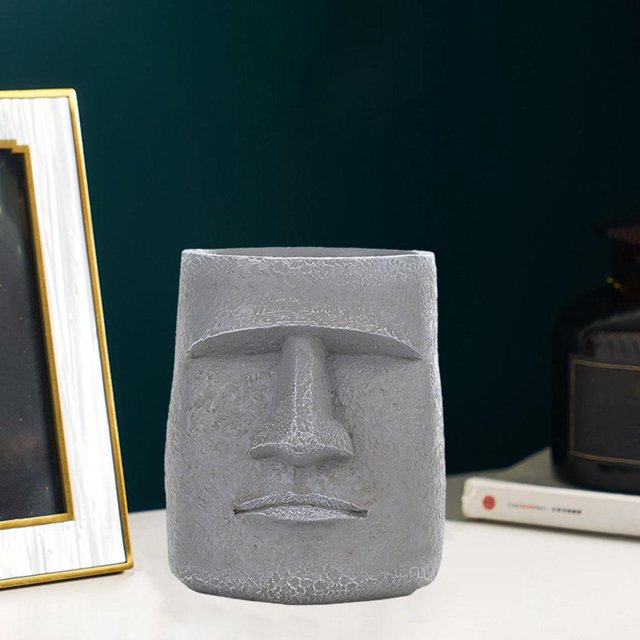 Resina Estatua Diseño de La Cabeza Maceta Florero Hermosa Maceta Maceta Maceta Decoración Al Aire Libre Adorno Moderno , gris, ,5x9x10,2cm 5x9x102cm Macarena maceta suculenta
