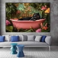 thumbnail image 3 of Mudket Framed Panther in Pink Bathtub Canvas Wall Art, Jungle Leopard Print Bathroom Wall Decor, Animal Wall Art for Living Room, Ready to Hang - 12"L x 8"W, 3 of 10