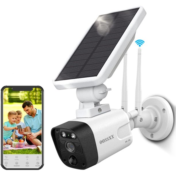 {Solar Powered Outdoor 4.0MP True Wireless Camera with Rechargeable