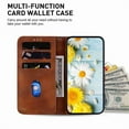 thumbnail image 5 of For iPhone 16 Plus 6.7" lily Embossed Strong Magnetic Attachment/Closure, Card Slots/Pocket, PU Leather Flip Wallet Case ﻿,Brown,For iPhone 16 Plus, 5 of 7