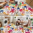 thumbnail image 5 of Area Rug for Living Room, Colorful Handprints Non-Slip Indoor Large Carpet for Bedroom/Dining Room, Rainbow Abstract Hand Foot Prints Washable Low-Profile Rectangle Floor Mat Runner Rugs - 3 x 5 Ft, 5 of 7
