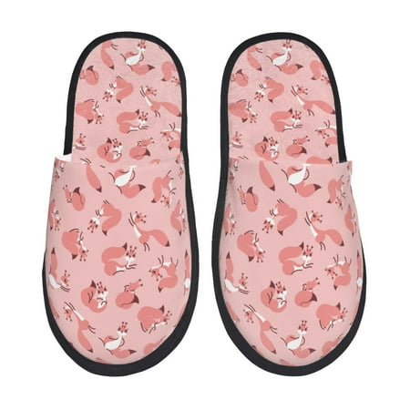 Balery Cute Pink Squirrel Slient Indoor Furry Fleece Comfort House Shoes Soft Non-Slip Home Shoes Cotton slippers House Slippers-- Medium