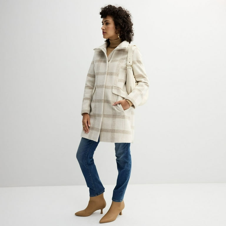 ジャケット・アウター Sou2 West Zipped Coat-Wax Coating Women's Nine West Faux-Wool Zip Front Coat Color: Gray Size: X