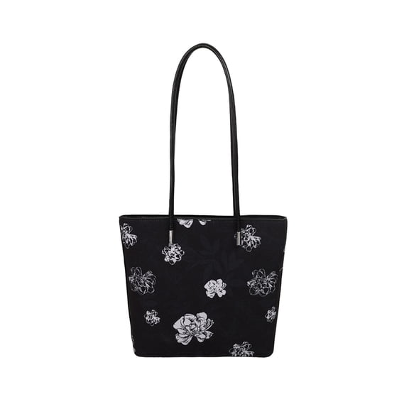 Cinvoph Trendy Tote Bag for Women Decorative Handbag with Zipper Closure Lightweight with Compartments Shoulder Bag for Office Travel Weekend Trips, Black