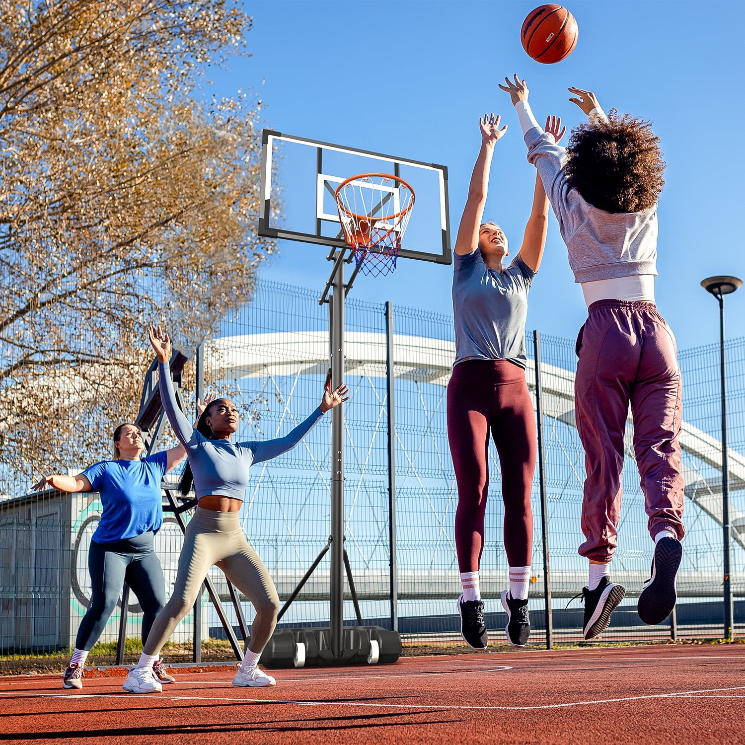 Bexfil  Portable Adjustable Basketball Hoop 5.25-10ft with 44" Backboard for Kids, Teens, Adults, New