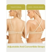 Deyllo Women's Plunge Super Padded Push Up Underwire T Shirt Bra, Nude 34B