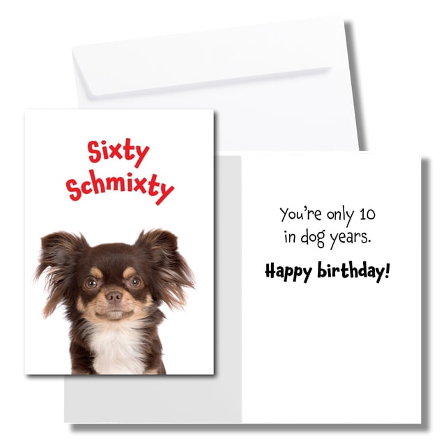 Tarjeta de cumpleaños divertida de 60 años para amantes de los perros Chihuahua de Allynn's